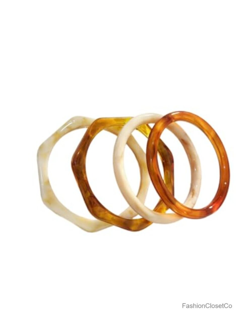 Chunky Bangle Bracelet Set, 4 Pack, Acrylic Resin Stackable Retro